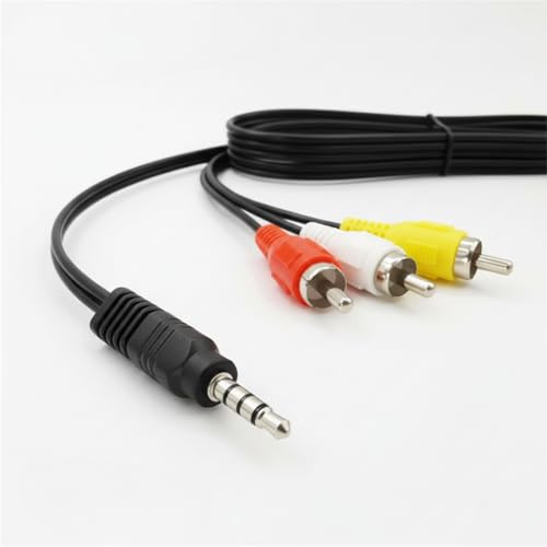 Wzhiy 3.5mm to RCA AV Camcorder Video Output Cable - 1.5m phono cable, Corrosion-Resistant Connectors, Supports Portable Devices, Home Theater, and More