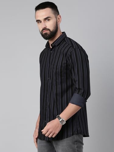 Image of Majestic Man Men's Standard Slim Fit Striped Pure Cotton Casual Shirt