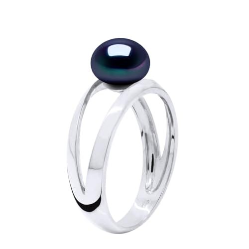 PEARLS & COLORS - Bague Véritable Perle de Culture d'Eau Douce Bouton 8-9 mm - Qualité AAA+ -...