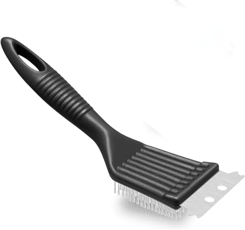 1 Pack BBQ Wire Brush for Grill, Stainless Steel Metal Wire Grill Brush, BBQ Cleaner Brushes and Scraper for Grills, for Ovens, Outdoor Grills, Kitchen and Barbecue Cleaning(Black)