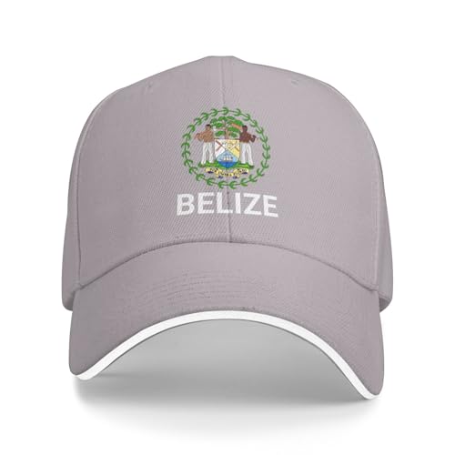 Support Belize Hat Belizean Cap for Men Women I Stand with Belize Emblem Blason Casquette de baseball, gris, Taille unique