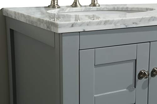 Eviva New York 24 Inch Gray Bathroom Vanity With White Carrara Countertop And Undermount Porcelain Sink #TOP2