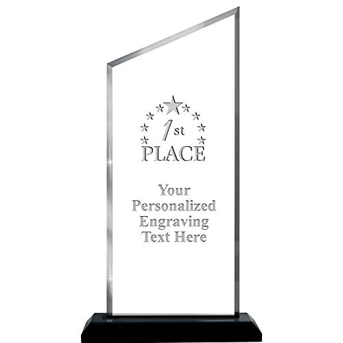 Crown Awards Personalized Acrylic Trophy, 12.25" Engraved 1st Place Incline Slant Acrylic Award