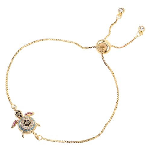 GALPADA Bracelet Femme Ajustable Tortue Zirconia Microsertie Plaqué Or, Chaîne Confortable et Élégante, Longévité et Chance, Idéal Quotidien et...