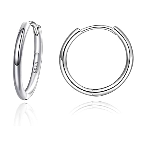 2mm Thickness Small Cartilage Huggy Hoop Earrings 925 Sterling Silver Cartlidge Helix Mini Hinged Huggie Hoops Sleepers Earrings - Silver, 18MM ( 14mm Inner diameter ) Cover