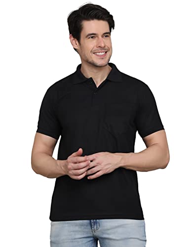 Image of INKKR Men's Polo Neck Half Sleeve Cotton Blend Regular Fit T-Shirt With Pocket