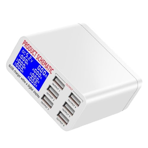 Estación de carga inteligente con protección contra sobretensión y pantalla LCD de 6 puertos