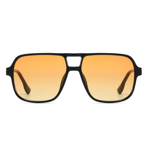 Freckles Mark Retro Aviator Sunglasses for Mens Womens Double Bridge Vintage 70s Square Glasses F97572