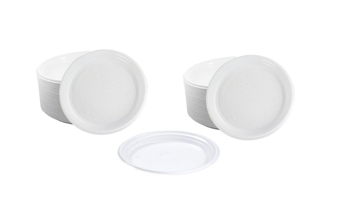 Lauroo Mehrweg-Menüteller Ungeteilt – Ø22 cm Plastikteller | BPA-freier PP Kunststoff | Spülmaschinengeeignet | Mikrowellengeeignet | Plastikgeschirr - 500 Stück
