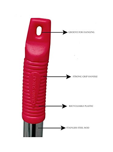 CHAND SURAJ® Pack of 2 Strong Grass Broom Stick for Cleaning Floor (Strong, Multicolor)