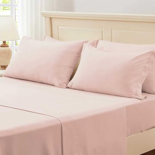 Image of Zzlpp Queen Comforter Set 7 Pieces, Pink Seersucker Bed in a Bag with Comforter and Sheets, All Season Bedding Sets with 1 Comforter, 2 Pillow Shams, 2 Pillowcases, 1 Flat Sheet