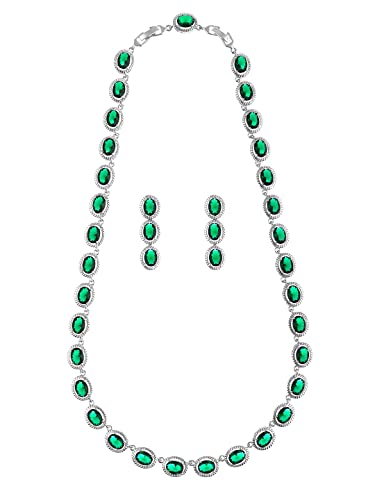 Image of Yellow Chimes Jewellery Set for Women Rhodium Plated Cubic Zircon Silver Necklace with Earring Set Floral Design Classic CZ Stoned Jewellery Set for Women and Girls