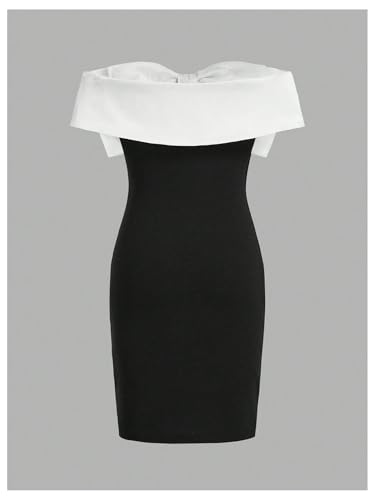 GORGLITTER Girl's Dresses Bow Off Shoulder Knot Sleeveless Color Block Birthday Party Summer Cute Bodycon Short Dress2