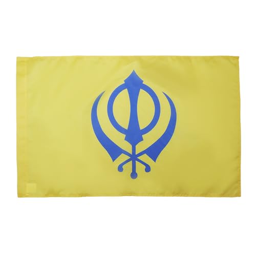 Image of AZ FLAG Sikh religion Flag 3' x 5' for a pole - Sikhism flags 90 x 150 cm - Banner 3x5 ft with hole