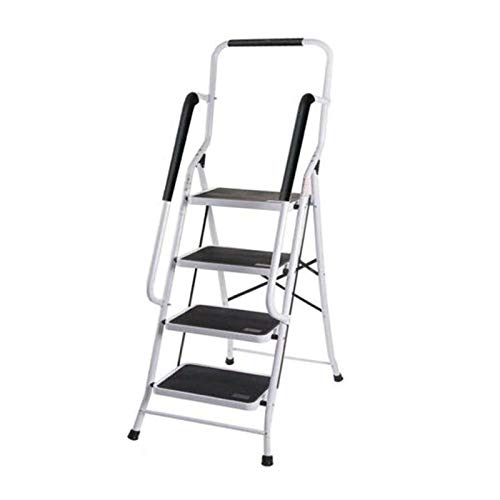 Preisvergleich Produktbild Trittleiter 4 Stufen Klappbar Stehleiter mit Handlauf Kompakte Robuste Hochwertige Stahlstufen mit Rutschfesten Matten für zu Hause / Büro / Küche