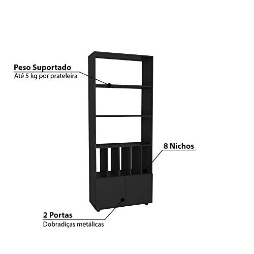 Estante Athenas com 8 Nichos - Preto