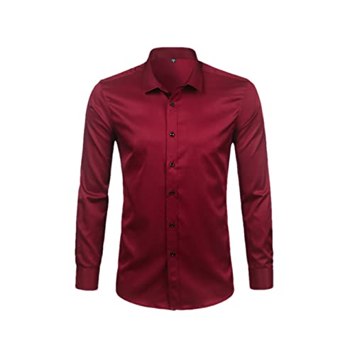 Chemise en fibre de bambou rouge vin élégante et durable pour homme
