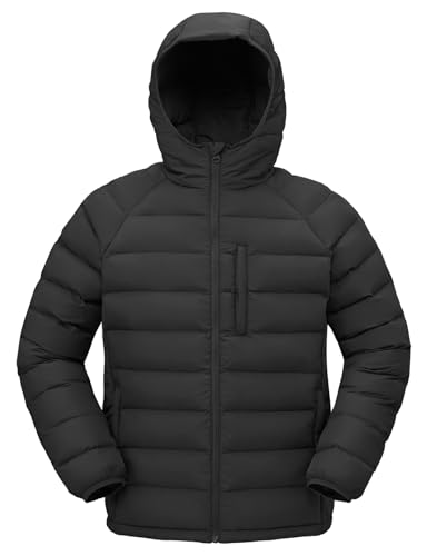 Image of TBMPOY Men's Puffer Jacket Lightweight Hooded Winter Warm Water-Resistant Coat for Ski Casual Travel