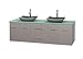 Wyndham Collection Centra 72" Double Bathroom Vanity in Grey Oak, Green Glass Countertop, Altair Black Granite Sinks & No Mirror