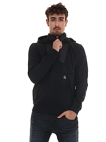 WOOLRICH Sudadera con capucha de algodón y nailon Taslan Black MIXMEDIA HOODIE, Ver fotos., L