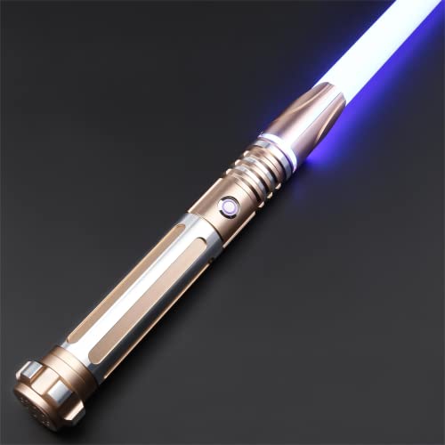 Dueling light saber Motion Control Light Sabers for Adults Smooth Swing Light Saber with 16 Sound Fonts RGB 12 Colors Changeable Metal Hilt for Halloween Cosplay Party Xmas Gift Rose Gold S9