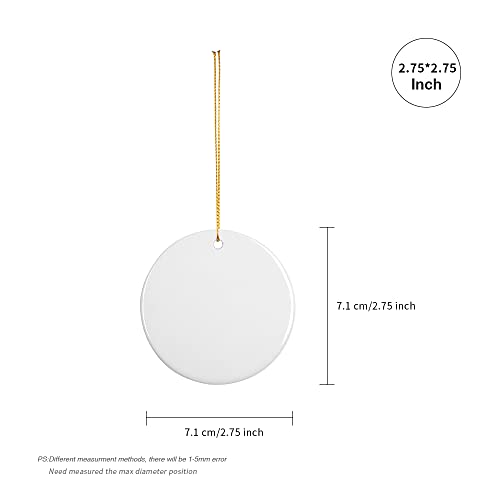 PYD Life 25 PCS Sublimation Ceramic Ornament Bulk 2.75 Inch Round Blank Ornament with Gold String for Crafting DIY Personalized Christmas Home Decor Bulk - Image 2