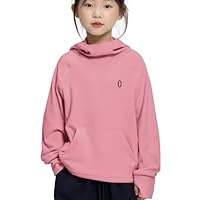 Rolanko Girls Hoodies Fleece Sweatshirts Long Sleeve Cozy lightweight Hooded Pullover Tops with Pocket, Kids Warm Athletic Outwear, BeanRed, 9-10 Years, 140