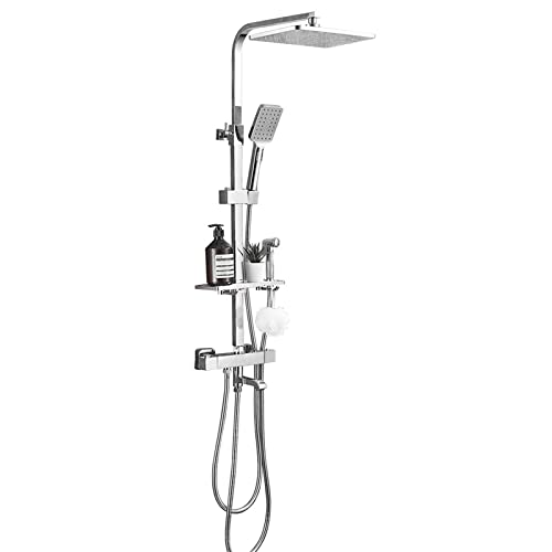 Robinet de douche en laiton thermostatique apparent avec douchette à main