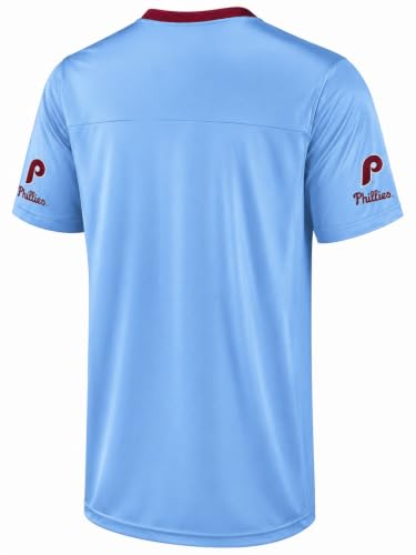 Image of FOCO MLB Men's Officially Licensed Primary Logo Wordmark Ballpark Team Color Baseball Performance V-Neck Top