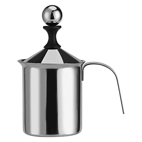 Manual Milk Frother,400ML/800ML Stainless Handheld Steel Manual Milk Creamer Double Mesh Foam Mixer, Ideal For Coffee, Latte, Hot Chocolate Coffee, Cappuccino, Foamer Creamer (Capacity : 400ML) Cover