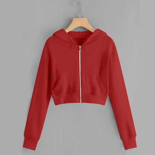 Girls Sweatshirt - Full-Zip Cropped Hoodies, Fleece Cute y2k Aesthetic Clothes, Fall Casual Workout Jackets 5-14 Years2
