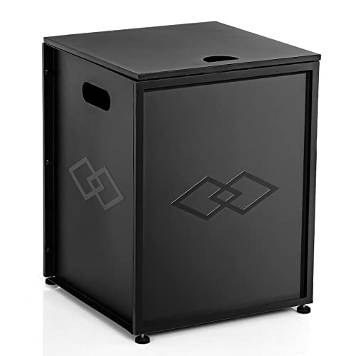 Propane Tank Cover Table for Gas Fire Pits, 16-Inch - Stylish Hideaway Table for Outdoor Living Space, Fits 20-Pound Tanks, Black