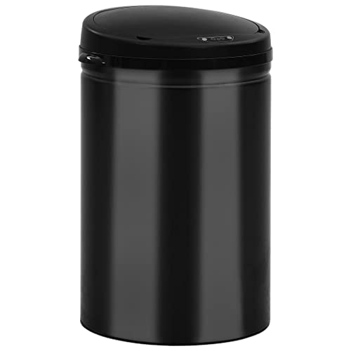 vidaXL Cubo de Basura con Sensor Automático Papelera Reciclaje Barurero Contenedor Baño Cocina Sala de Estar Salón Oficina 30L Acero al Carbono Negro