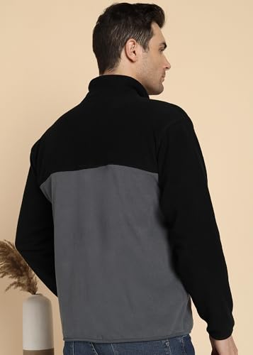 Image of Alan Jones Clothing Men's Fleece Full-Zip Jacket | Warm Puffy Polyester Jacket with Stand Collar & Piped Cuffs