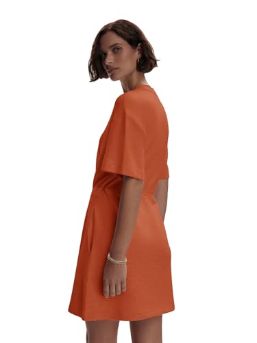 Image of COCOMARTS Dresses for Women Summer Short Sleeve Crew Neck Sweatshirt Dress Drawstring Waist Tunic Tops Mini Vacation Sundress
