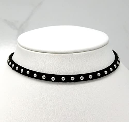 Gothic Punk Studded Black Velvet Choker Necklace2