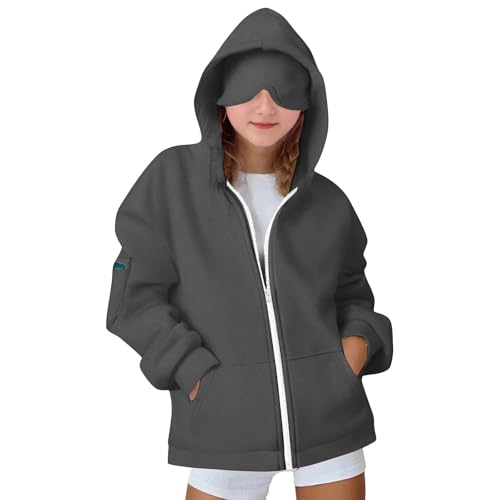 Airplane Mode Travel Hoodie with Eye Mask Built in,Wearable Blanket Sweatshirt for Boys Teen Girls with Hidden Pocket