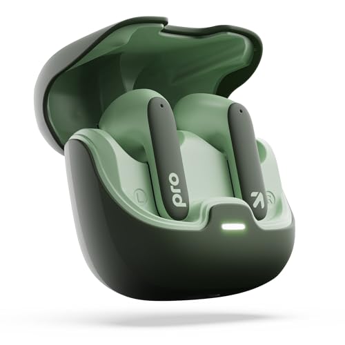 GOBOULT Z40 Pro with 100H Playtime, Zen Quad Mic ENC, 45ms Low Latency Gaming, Premium Rubber Grip Case, 13mm Bass Drivers, Bluetooth 5.3, TWS Truly Wireless in Ear Earbuds (Jungle)