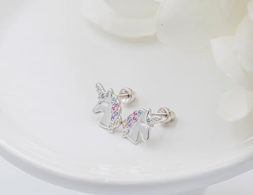 Cherished Moments Children's Sterling Silver Unicorn Earrings with Screw Backs and Sparkling CZs for Girls3