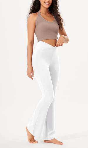 ODODOS Women's Cross Waist Bootcut Yoga Pants with Inner Pocket, Non See Through Bootleg Gym Workout Pants3