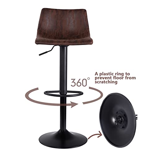 Superjare Bar Stools Set Of 4 - Adjustable Barstools With Back And Footrest, Counter Height Bar Chairs For Kitchen, Pub - Retro Brown #TOP3