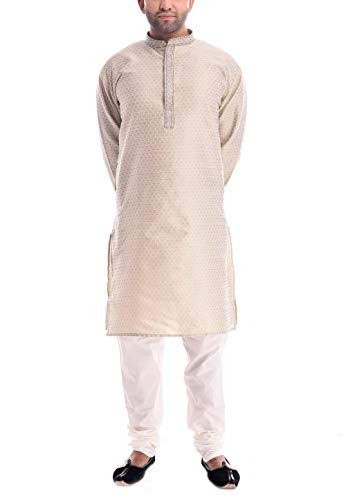 Churidar de seda jacquard beige en talla 44 un traje tradicional de lujo para ocasiones especiales