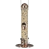 Perky-Pet Copper Finish 2-in-1 Wild Bird Feeder - 1.8 lb Seed Capacity - Feed Wild Birds Outdoors - 385-2 - Clear Design for Easy Monitoring - Serve Mixed Seed, Nyjer, Thistle