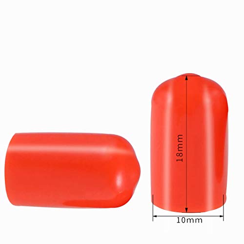 Screw Thread Protectors, PVC Rubber Round Tube Bolt Cap Plastic End Cap Cover Thread Protectors Red, Inner Dia 10mm? 100 Pcs - Image 2