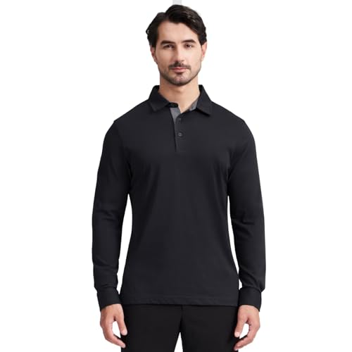 Image of Men's Business Long and Short Sleeve Polo Shirts Mercerized Cotton Blend Casual Stylish Collared Shirts