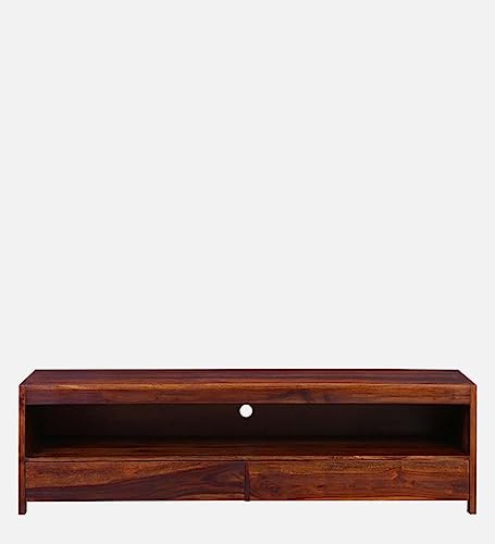 Image of Hungary Solid Wood TV Unit /Cabinet for LED LCD - Premium TV Stand for Living Room and Bedroom with Sheesham Wood and Honey Finish