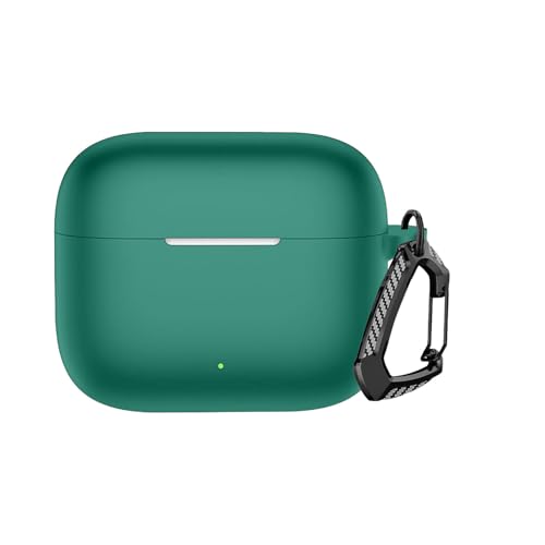 Image of Anvique Silicone Protective Case Cover for Oppo Enco Buds 3 Pro, Earbuds Accessories (Green with Premium Carabiner)