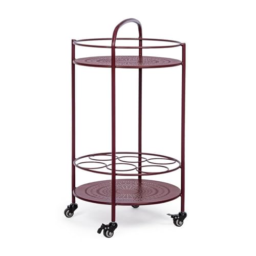 Decor Space Carrello portatile "Burton" porta bottiglie e calici da vino h 81 cm (Bordeaux)