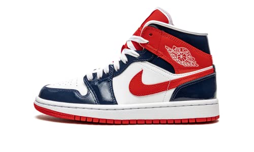 Jordan Womens WMNS Air Jordan 1 Mid DJ5984 400 Patent Leather Navy/White/Red - Size 9.5W