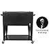 Rolling Cooler Cart Ice Chest for Outdoor Patio Deck Party Portable Bar Cold Drink Beverage Carts, Backyard Cooler Trolley on Wheels with Shelf, 80 Quart Cooling Bins, Bottle Opener, Black